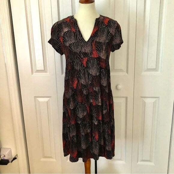 Anthropologie Maeve Tania Tiered Dress Short Sleeve Fall Colors Medium - Picture 4 of 11